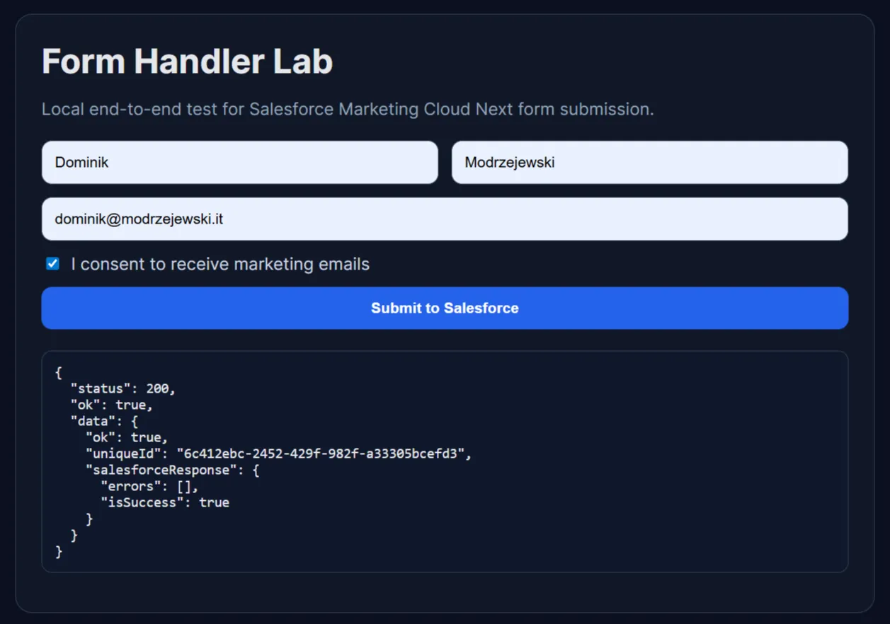 Successful Connect API call