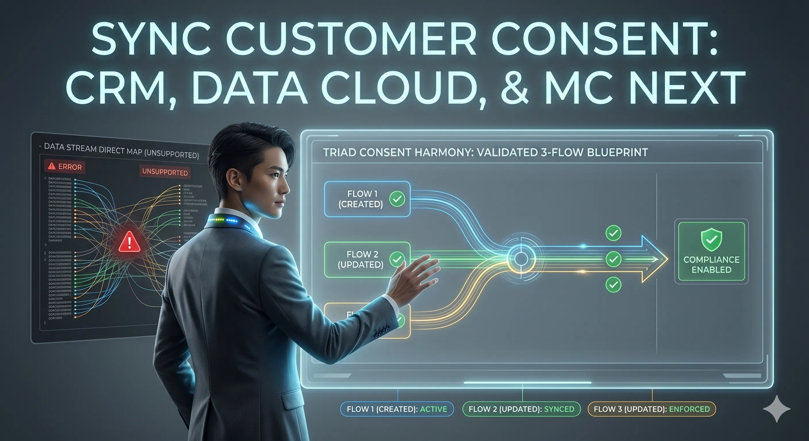 Cover for How to Keep Consent in Sync between Salesforce, Data 360 and Marketing Cloud Next