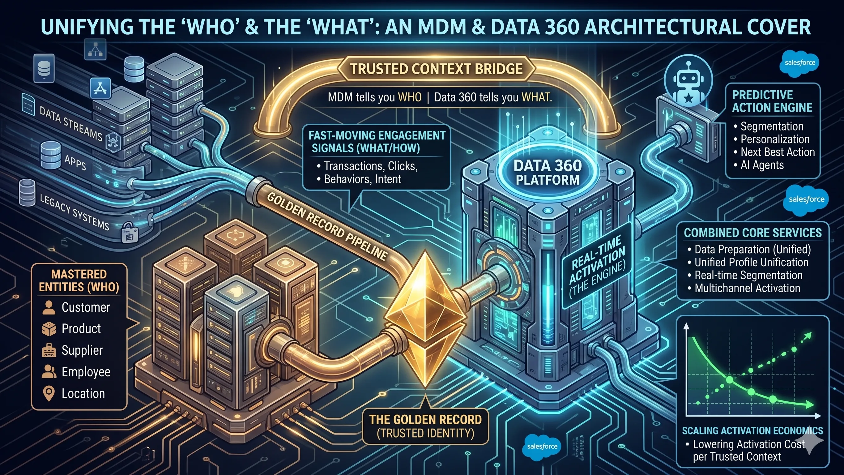 Abstract cover visualizing unified enterprise data architecture with Informatica MDM and Salesforce Data 360