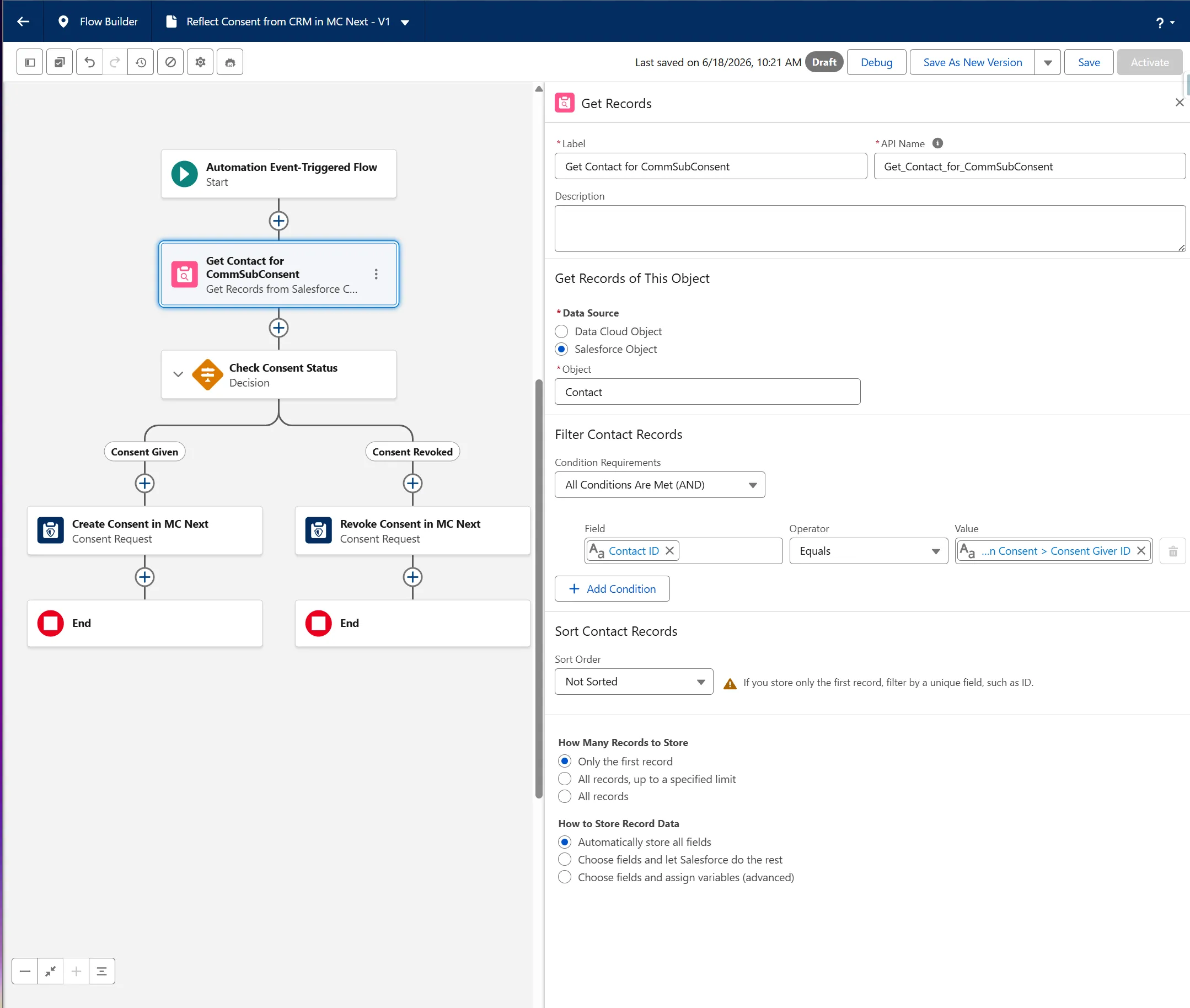 Get Contact for CommSubConsent configuration